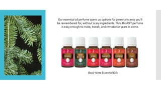 Our essential oil perfume opens up options for personal scents you’ll
be remembered for, without scary ingredients. Plus, this DIY perfume
is easy enough to make, tweak, and remake for years to come.
Basic Note Essential Oils
 