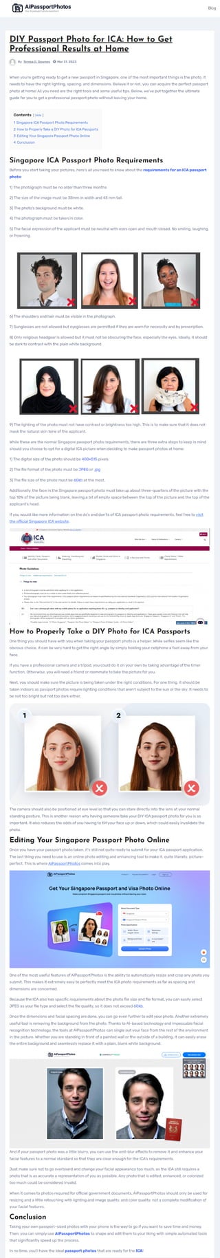 DIY Passport Photo Pro Results at Home for ICA