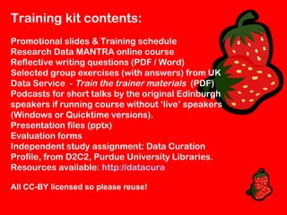 DIY Research Data Management Training Kit for Librarians