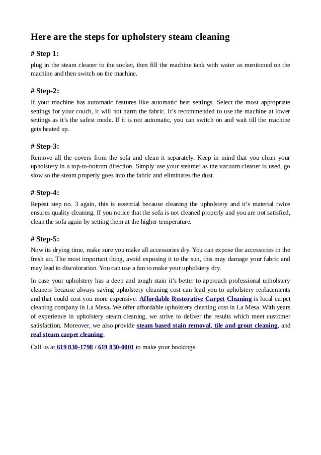 Diy Steam Cleaning Steps To Save Your Upholstery Cleaning Cost