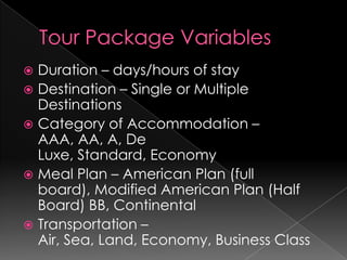 Tour Package Variables Ecample Diy tour package | PPTX