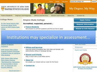 Institutions may specialize in assessment…
 