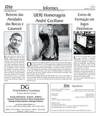Niterói
30/10 a 13/11/21
www.dizjornal.com
www.dizjornal.com
2
Informes
Edição na internet para Hum milhão e 800 mil leito...