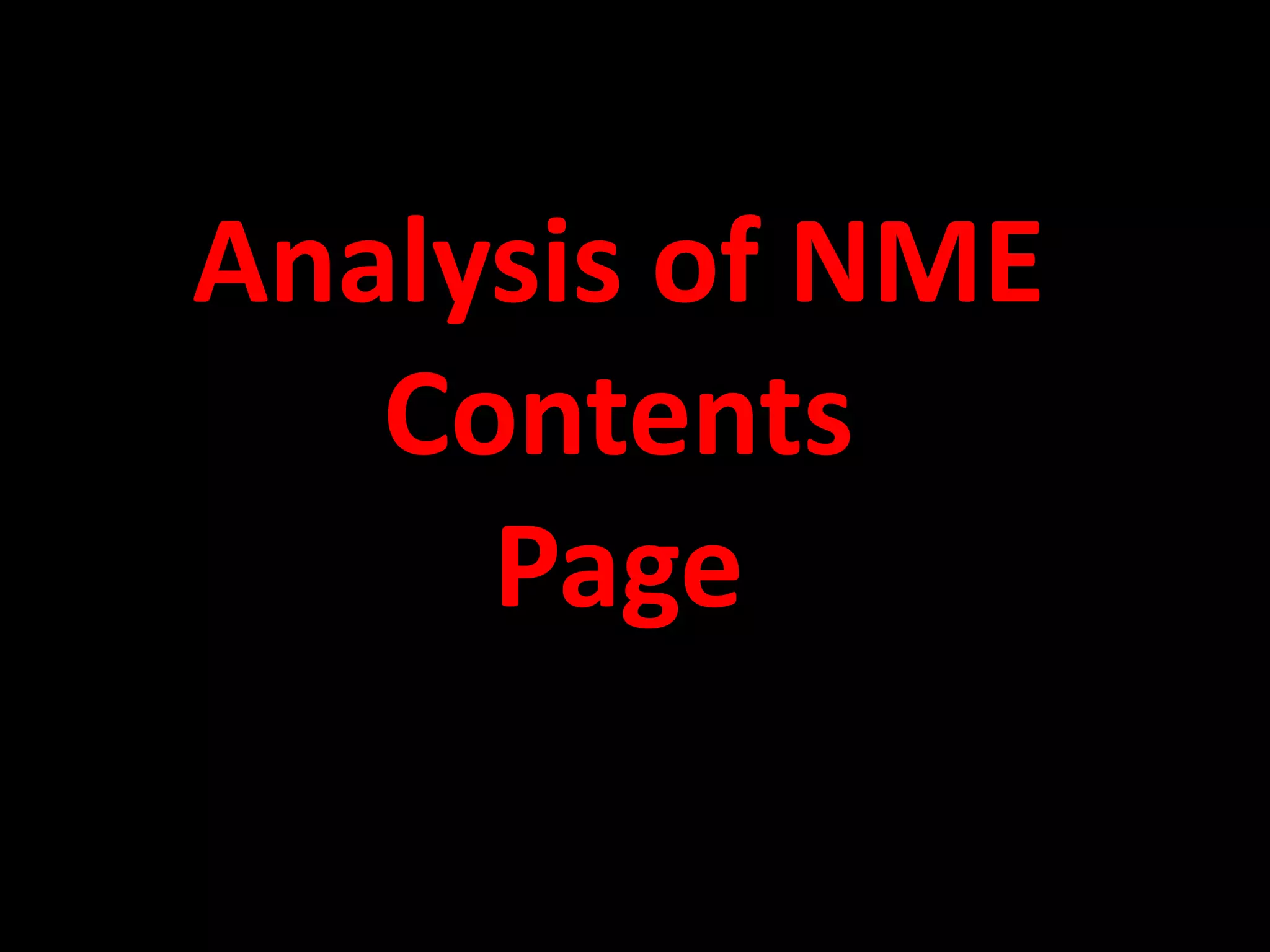 Analysis of NME
   Contents
     Page
 