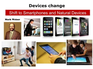 Devices change
   Shift to Smartphones and Natural Devices
Mark Weiser




                                              12
 