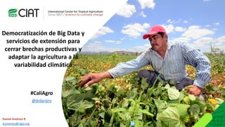 #CaliAgro
Daniel Jiménez R.
d.jimenez@cigar.org
@drdarijiro
Democratización de Big Data y
servicios de extensión para
cerrar brechas productivas y
adaptar la agricultura a la
variabilidad climática
 