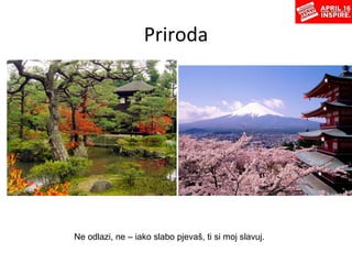 Priroda Ne   odlazi, ne –   iako slabo pjevaš,   ti si moj slavuj. 