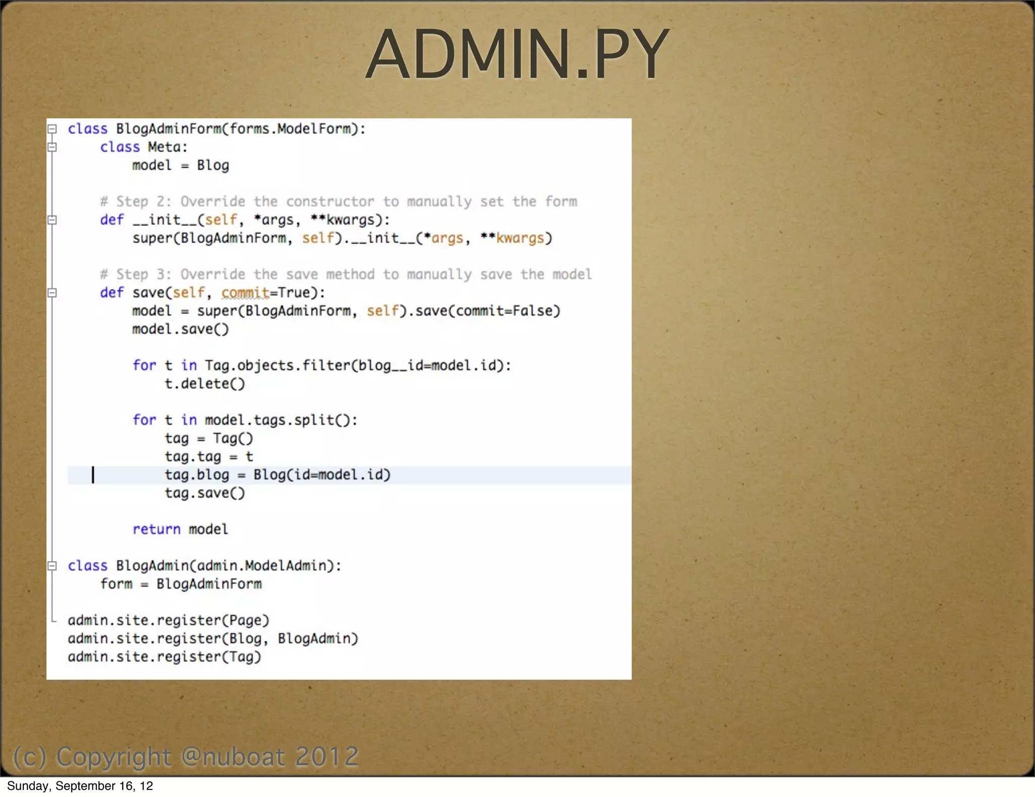 ADMIN.PY




(c) Copyright @nuboat 2012
Sunday, September 16, 12
 