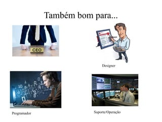 Também bom para...

Designer

Programador

Suporte/Operação

 