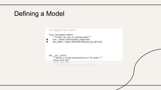 Defining a Model
 