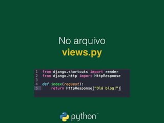 Views
Deﬁnimos a lógica do nosso blog
 