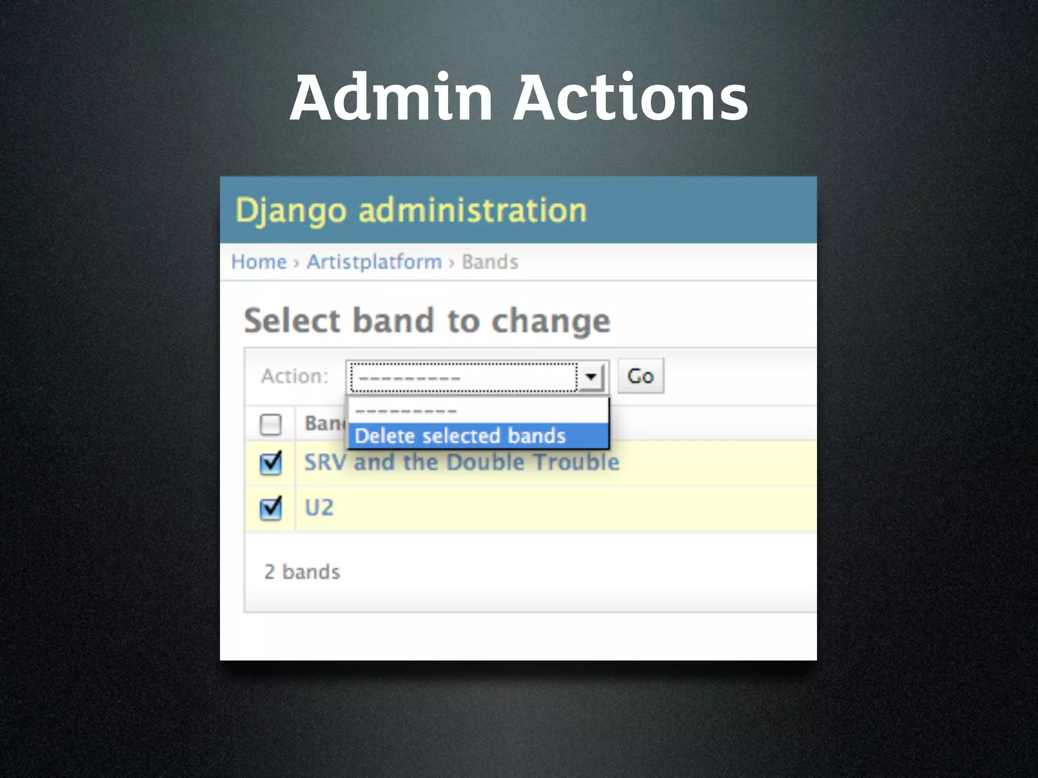Admin Actions
 