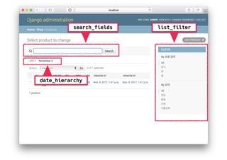 search_fields list_filter
date_hierarchy
 