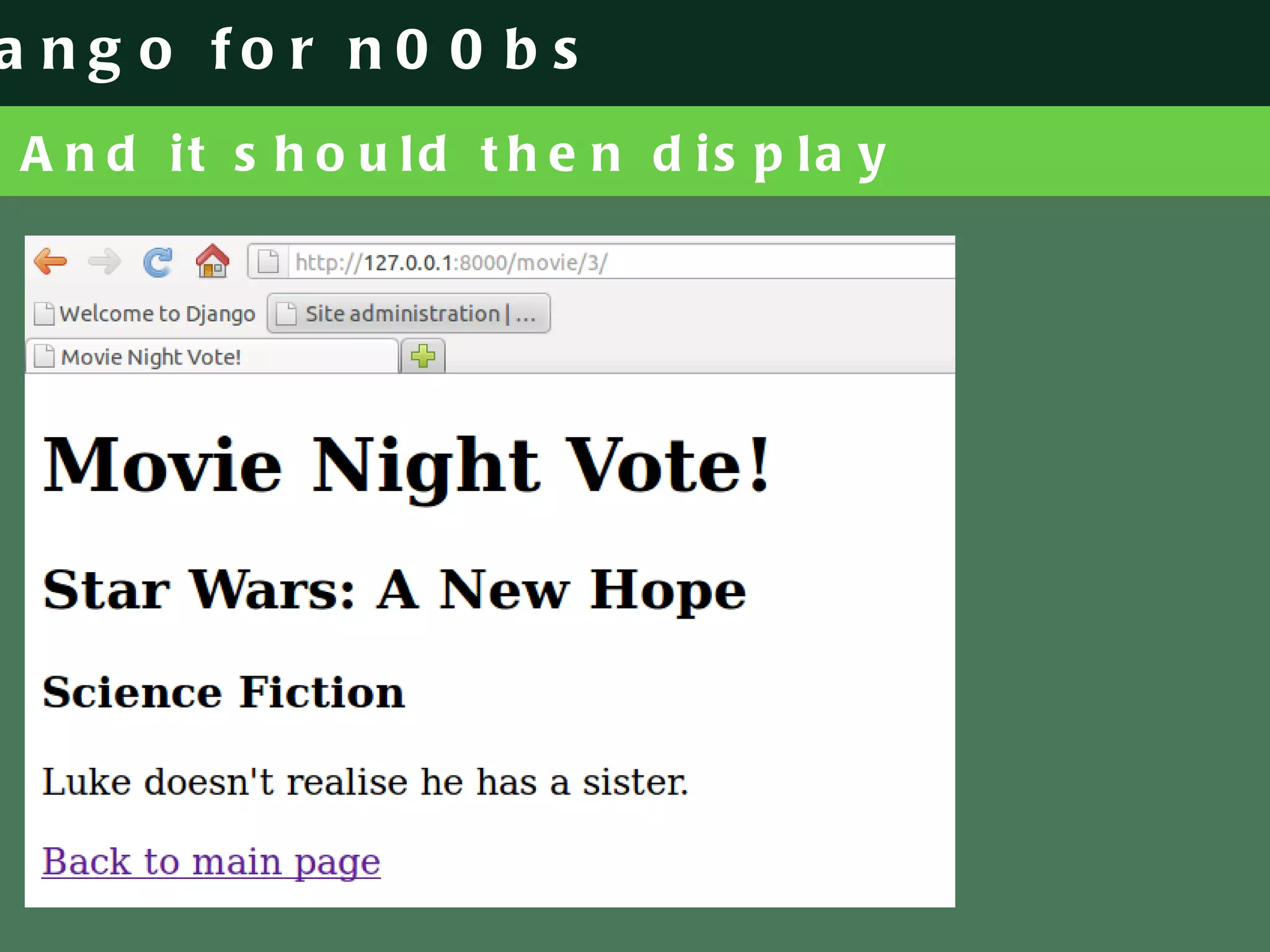 And it should then display 