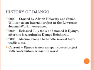 Comprehensive Introduction to Django Framework for Web Development | PPTX