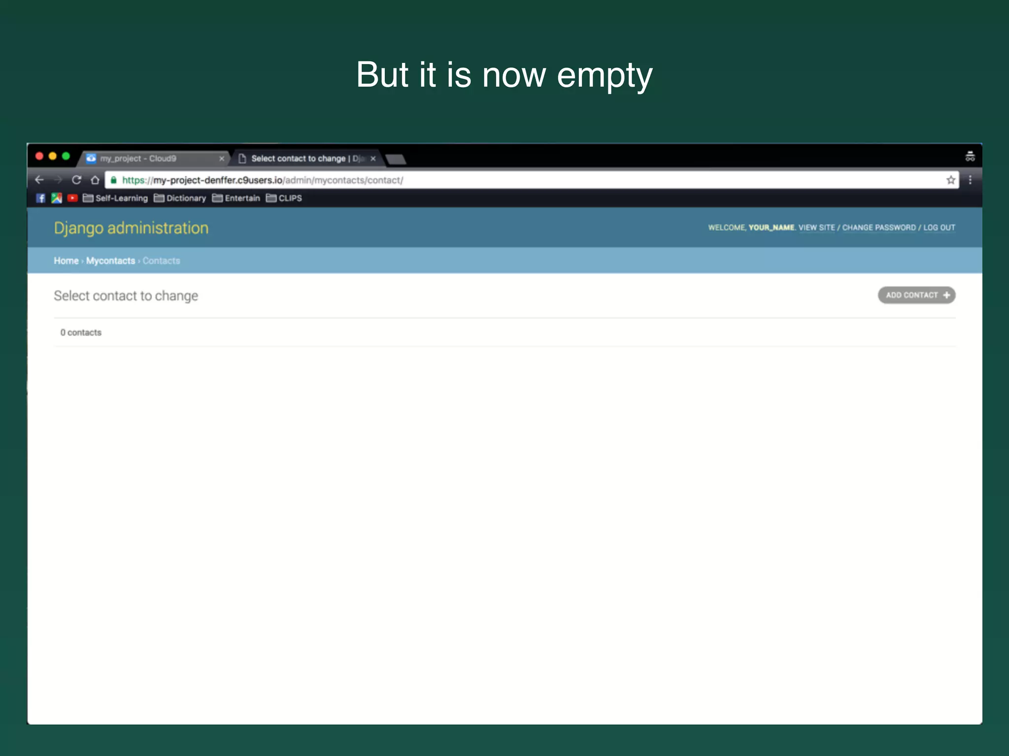 But it is now empty
 