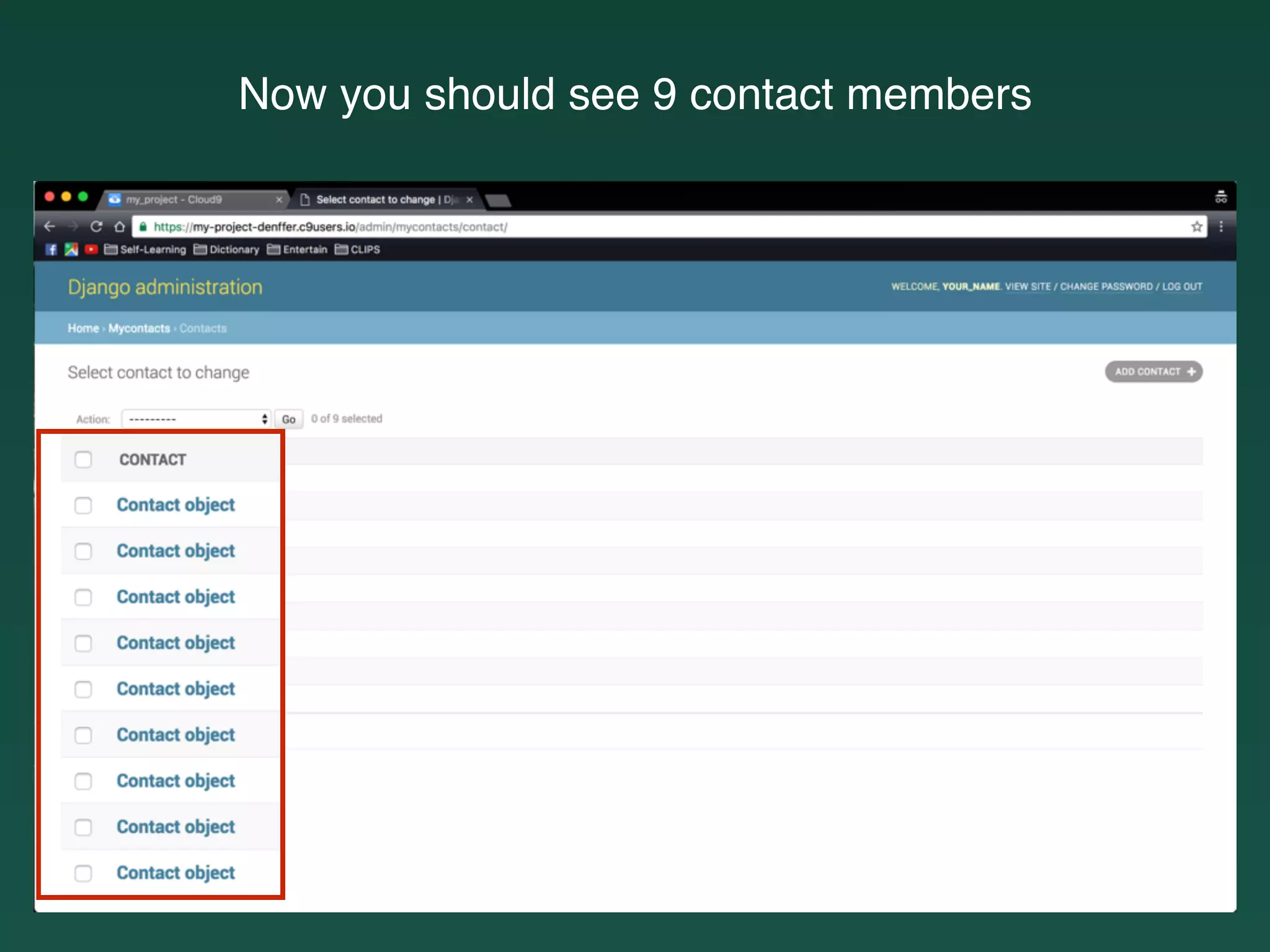 Now you should see 9 contact members
 