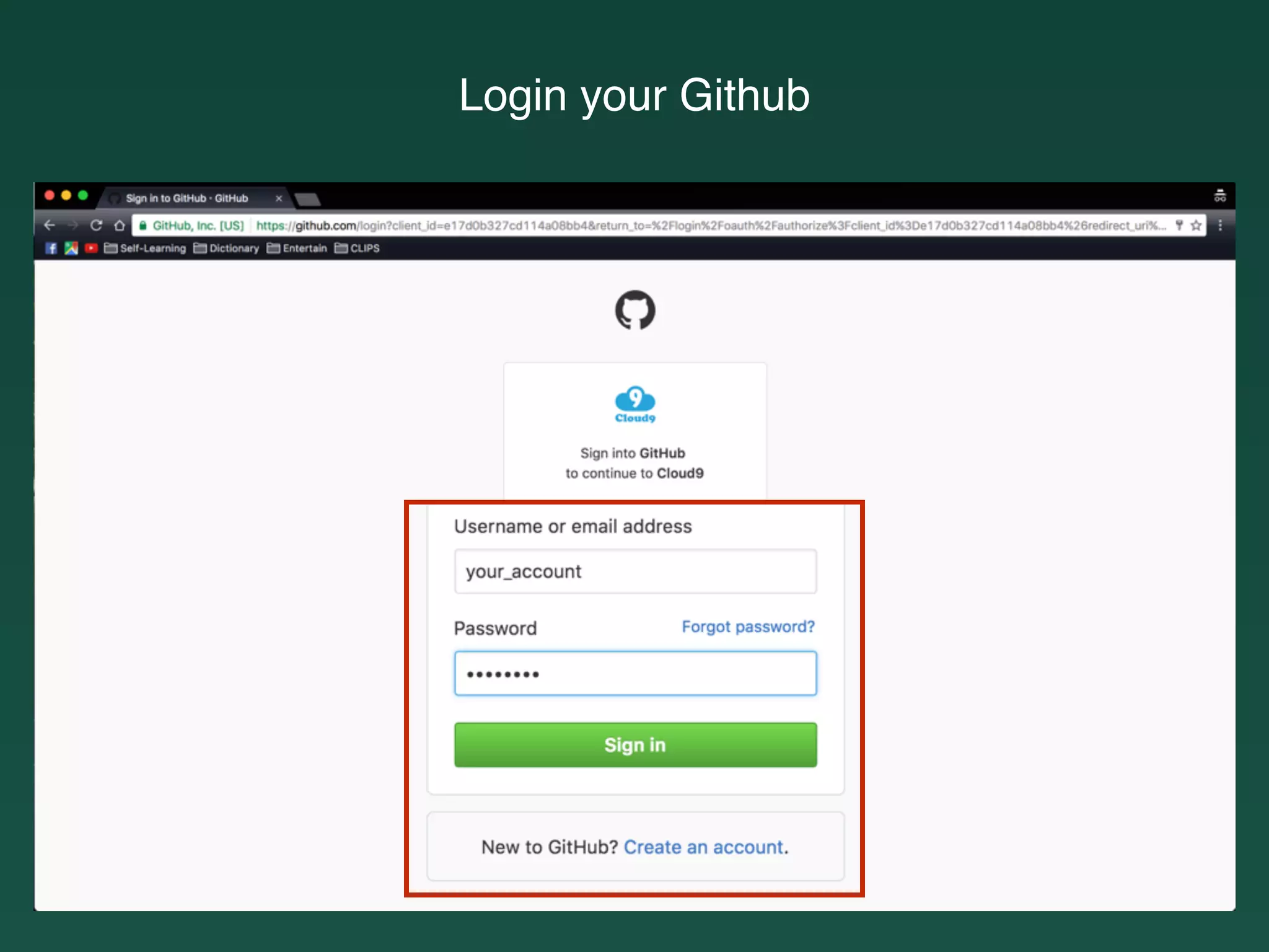 Login your Github
 