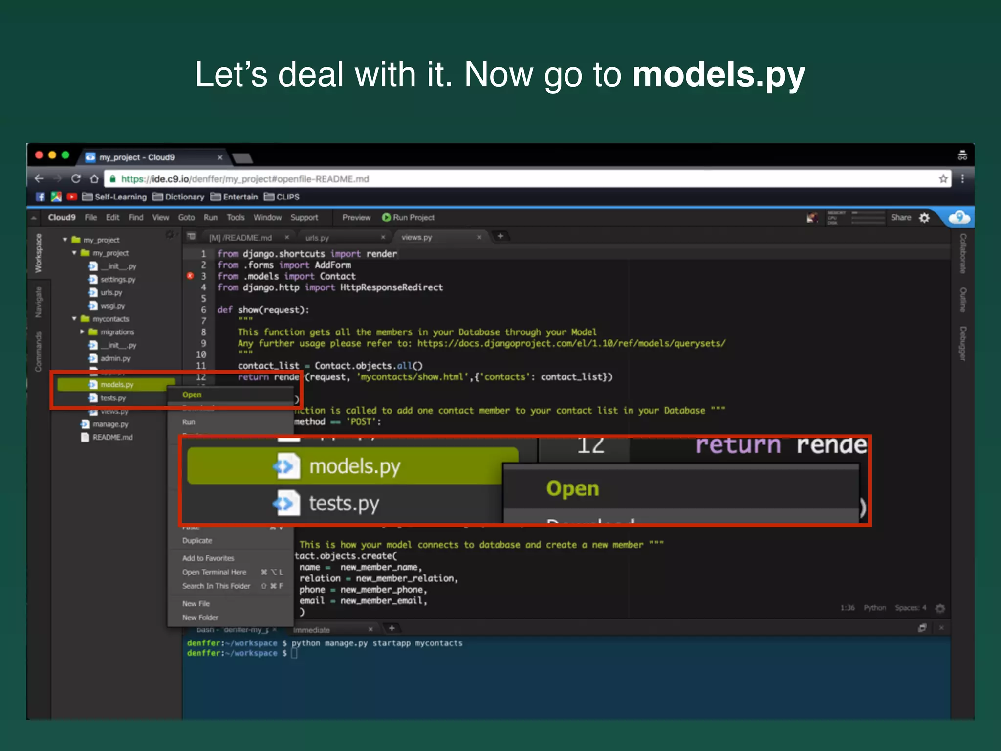 Let’s deal with it. Now go to models.py
 
