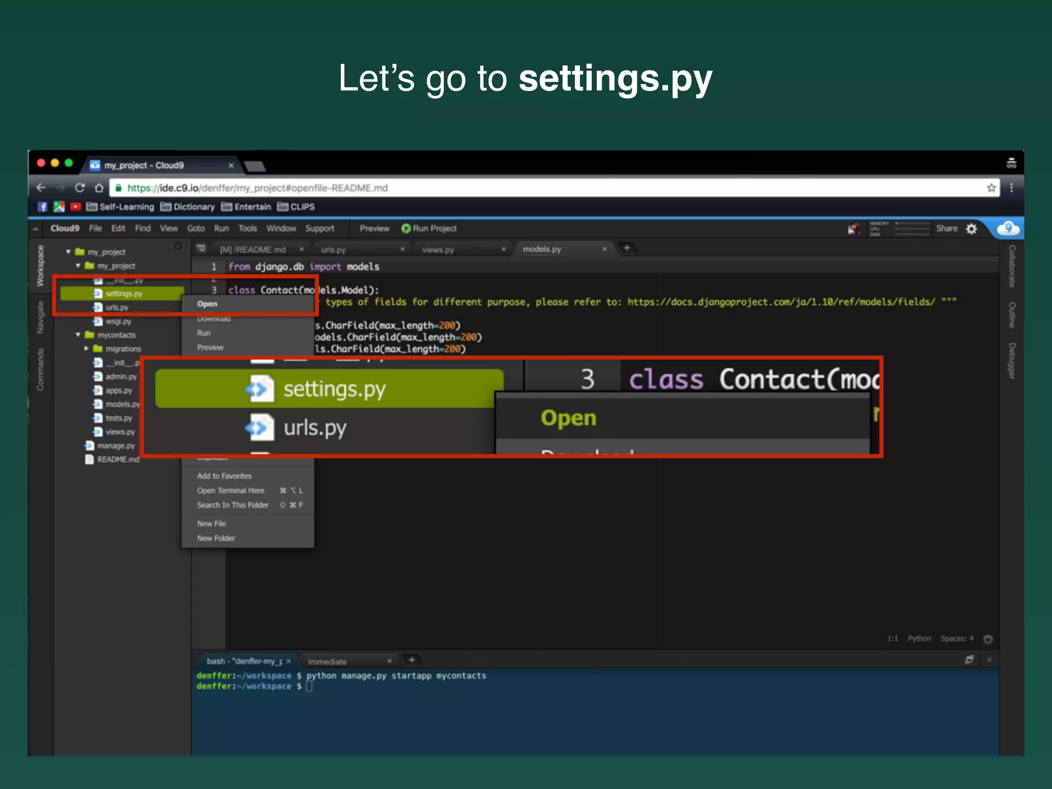 Let’s go to settings.py
 