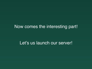 Now comes the interesting part!
Let’s us launch our server!
 