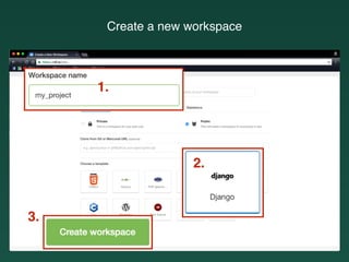 Create a new workspace
2.
3.
1.
 