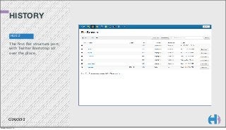 HISTORY
HUE 2

The first flat structure port,
with Twitter Bootstrap all
over the place.

Monday, March 3, 14

 