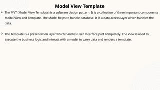 Model View Template Structure Comprehensive Guide to Django Framework: Features, Architecture, and ...