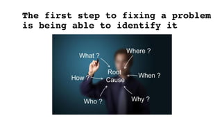 The first step to fixing a problem
is being able to identify it
 