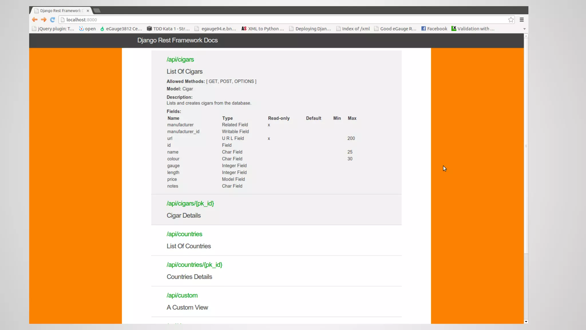 documentation
Django REST Swagger
 