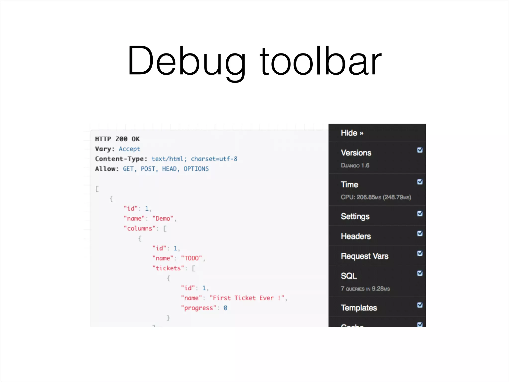 Debug toolbar 