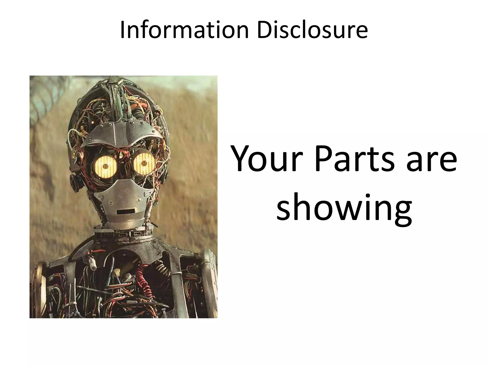 Information DisclosureYour Parts are showing