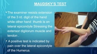 Elbow examination and its clinical applied | PPTX