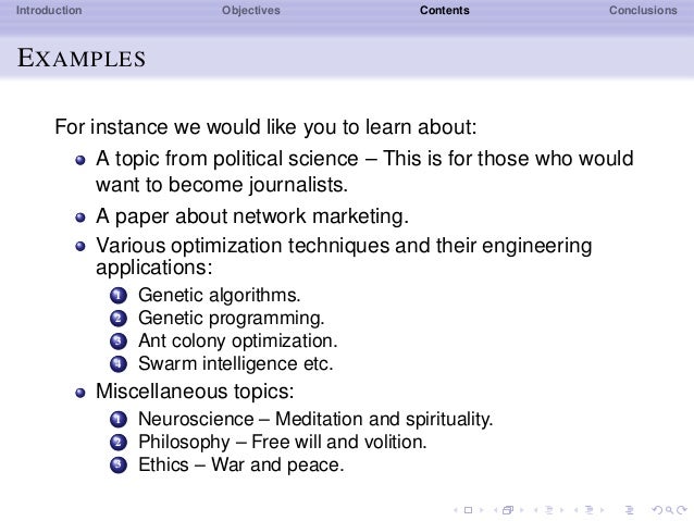 learning objectives for research paper