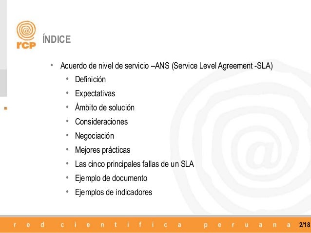 Acuerdo de nivel de servicio (ANS o SLA)