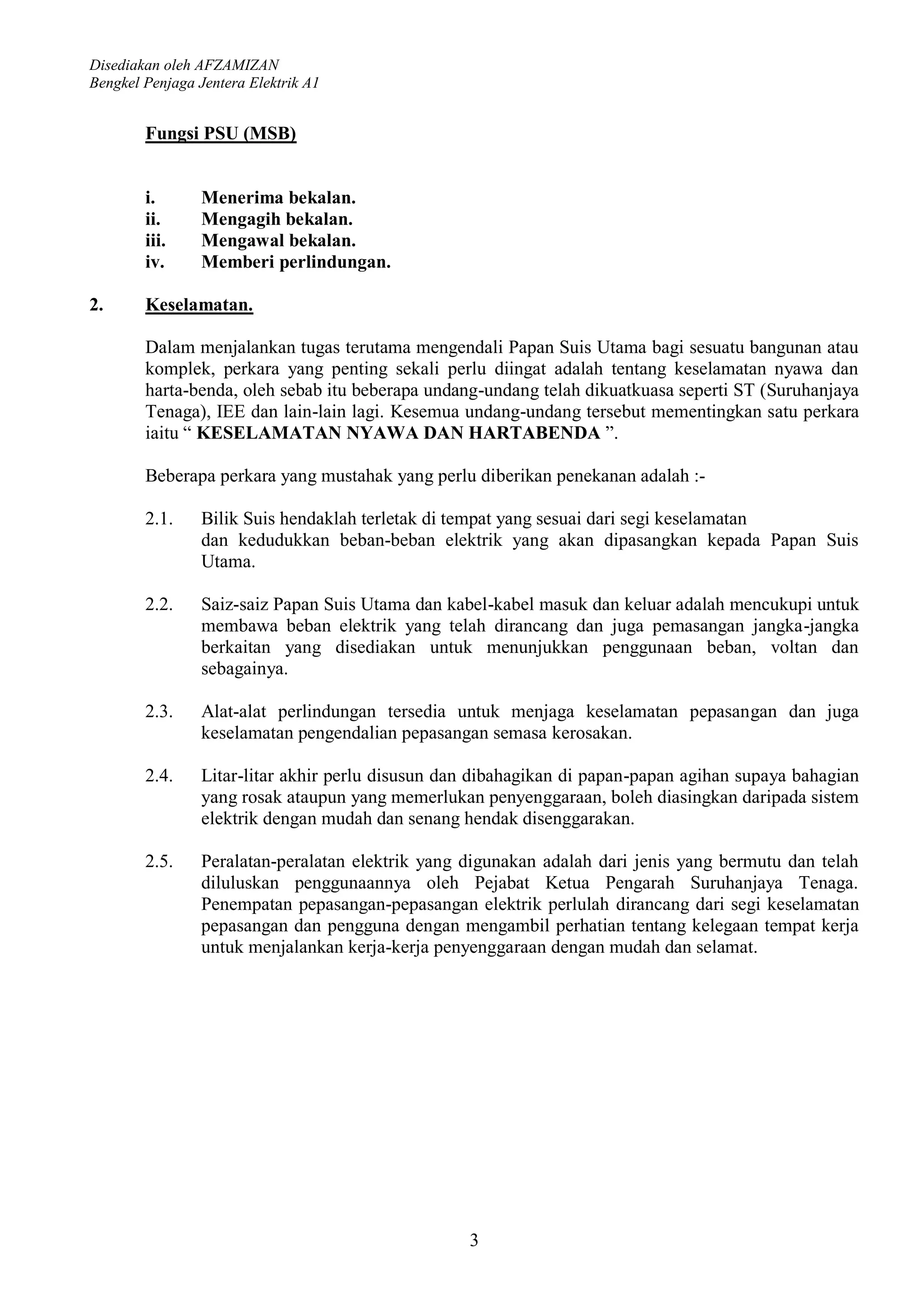 Buku papan suis utama | PDF