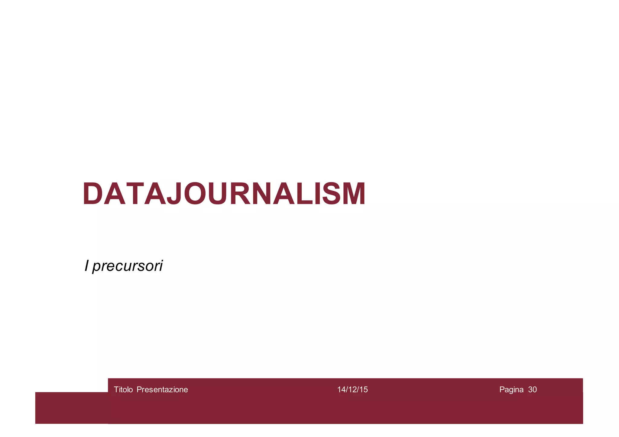 DATAJOURNALISM
I precursori
14/12/15Titolo Presentazione Pagina 30
 