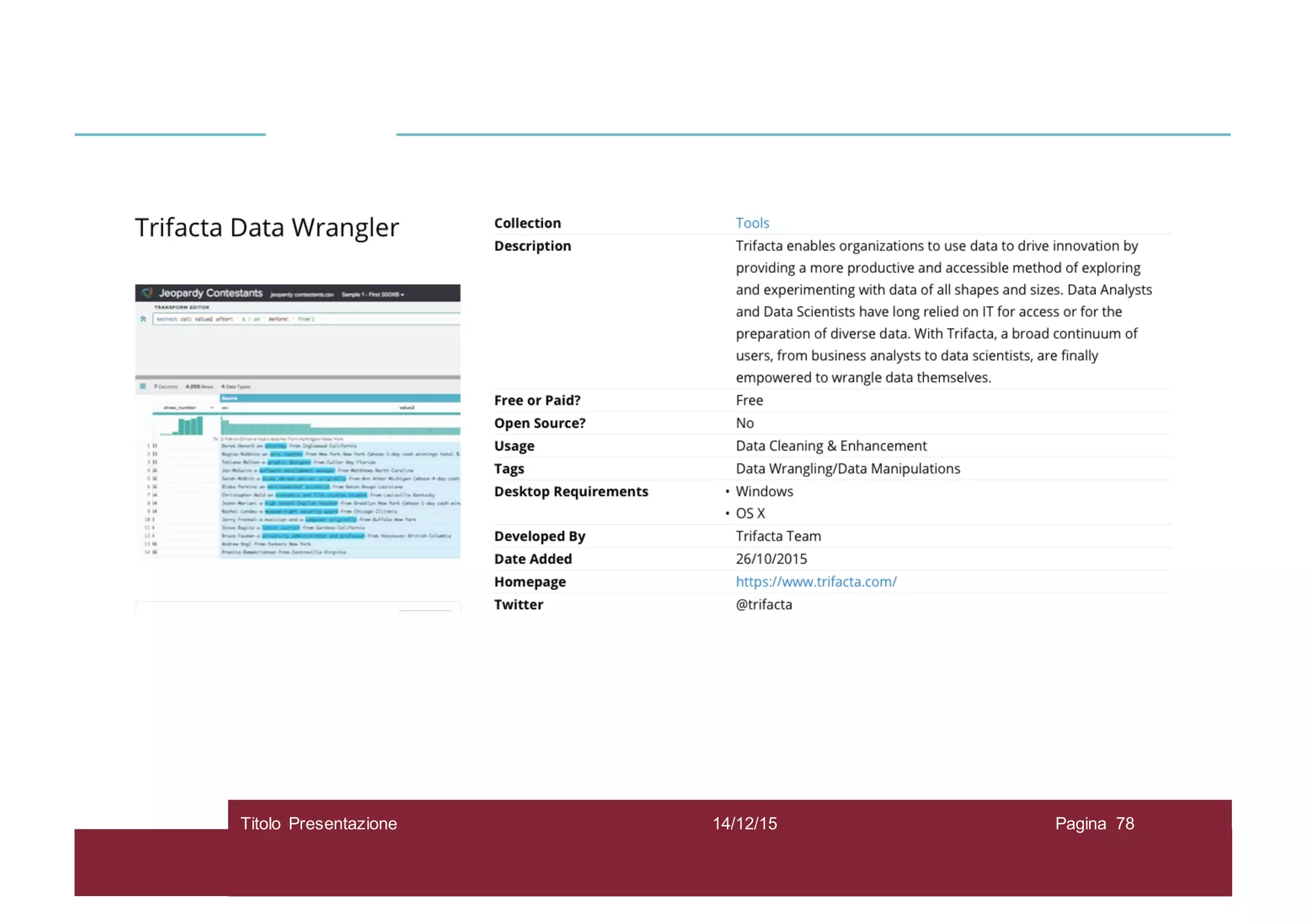 14/12/15Titolo Presentazione Pagina 78
 