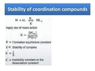 Stability of coordination compounds
 
