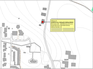 04-11-2013 Kortdage Adresser, administrative inddelinger og stednavne 41
Address-id:
0a3f507b-01ac-32b8-g033-0003ba298020
Municipal.code: 0450 Østerby kommune
Roadcode/name:3950 Nørmarksvej
Address Number:18
 