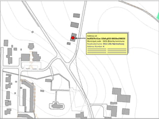 Address-id:
0a3f507b-01ac-32b8-g033-0003ba298020
Municipal.code: 0450 Østerby kommune
Roadcode/name: 4511 Lille Nørmarksvej
Address Number:4
 
