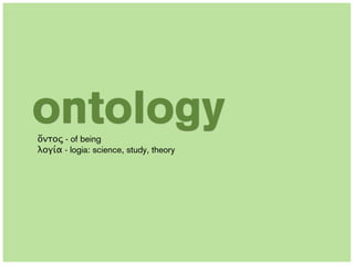ontology
ὄντος - of being
λογία - logia: science, study, theory
 