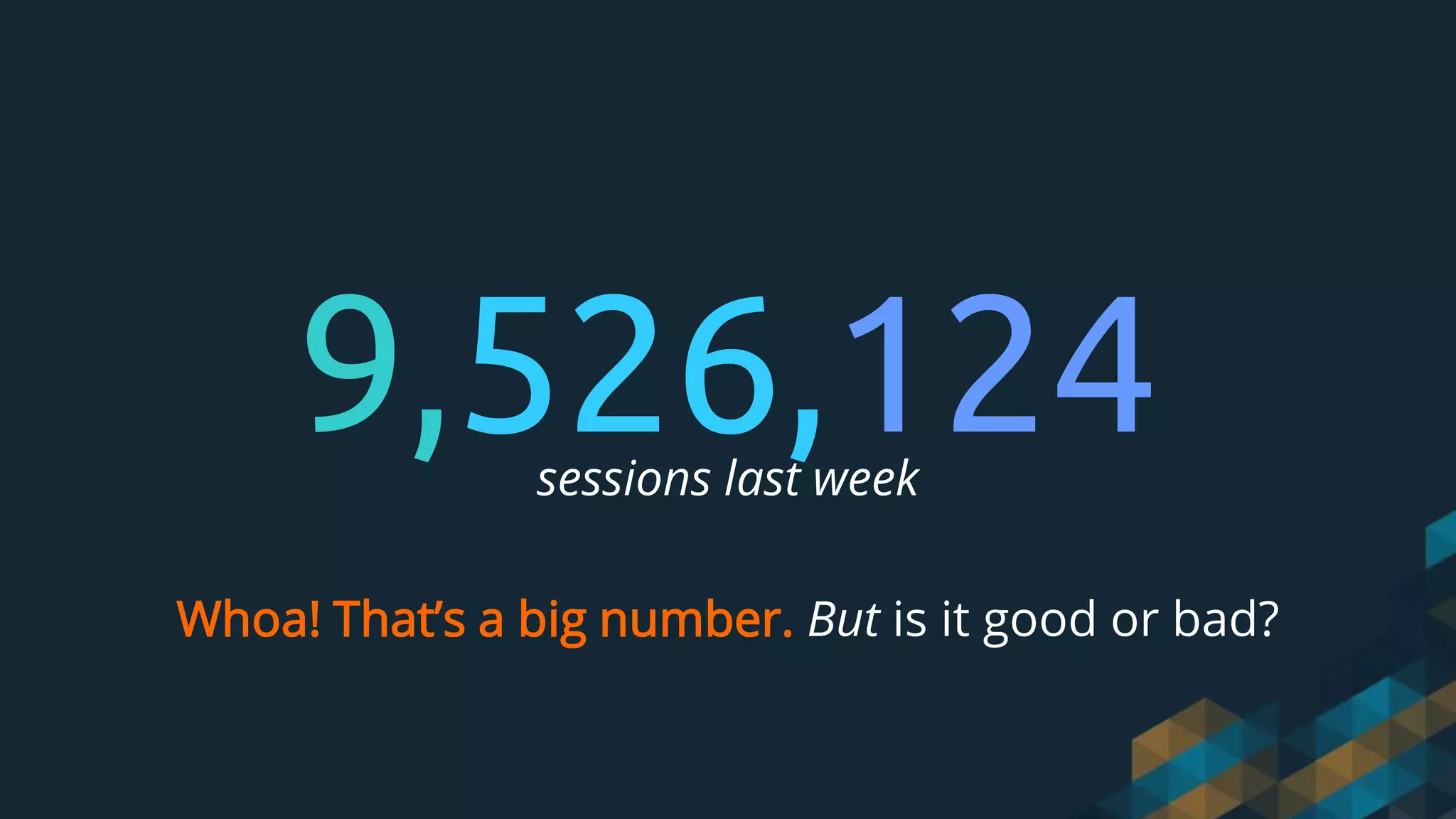 9,526,124sessions last week
Whoa! That’s a big number. But is it good or bad?
 