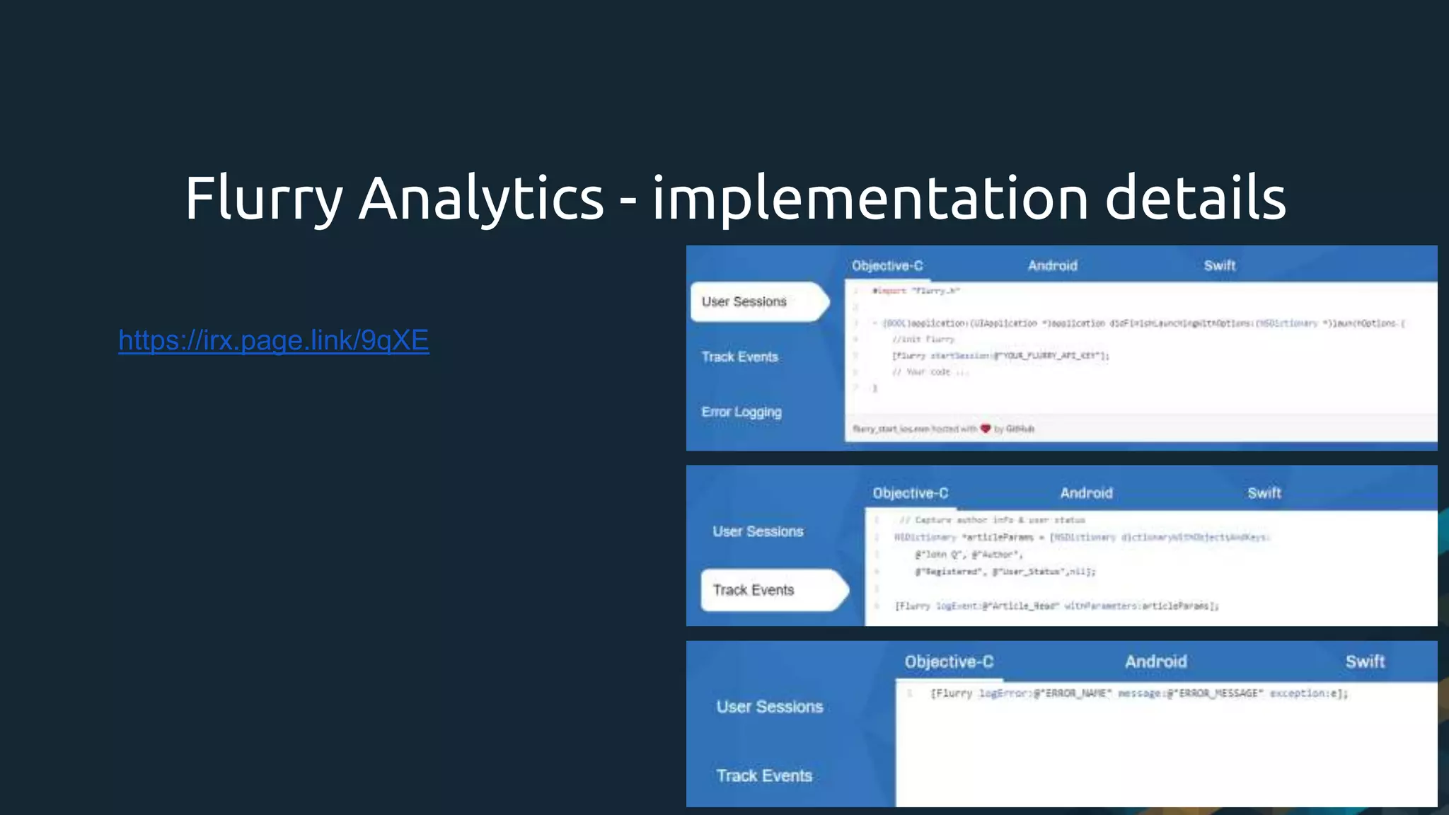 Flurry Analytics - implementation details
https://irx.page.link/9qXE
 