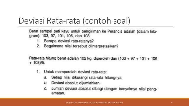 Contoh Soal Mean Absolute Deviation