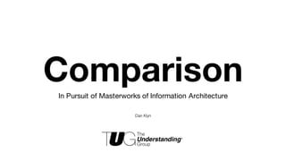 ComparisonIn Pursuit of Masterworks of Information Architecture
Dan Klyn
 