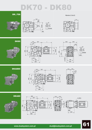 www.dualsystem.com.pl dual@dualsystem.com.pl 61
Wymiar L2 (str.2)
DK..70S
DK80
DKAB80
DKA80
DK70 - DK80
 