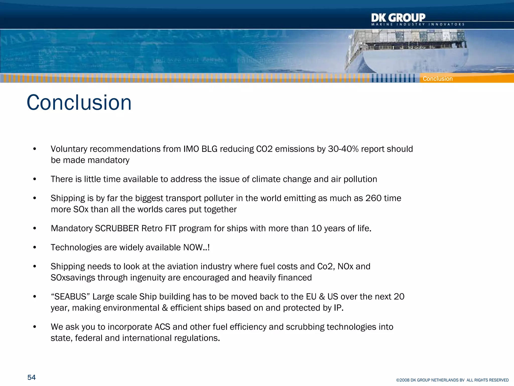 Container Ship - How to reduce effect on Climate and Pollution