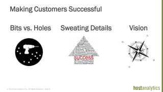 © 2013 Host Analytics Inc., All Rights Reserved -- Slide 8
Making Customers Successful
Bits vs. Holes Sweating Details Vision
 