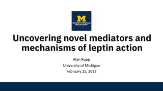 Uncovering novel mediators and
mechanisms of leptin action
Alan Rupp
University of Michigan
February 25, 2022
 